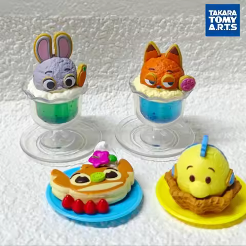 Takara Tomy Disney Gashapon Sweets Mascot Zootopia Judy Nick Dessert Shaped Collectible Desktop Deco