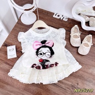 NB219 Set áo Faust chân váy xếp ly chạy bèo cho bé gái