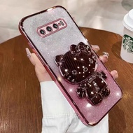 Casing SAMSUNG S10 PLUS SAMSUNG S10 PRO samsung s10 phone case Softcase Silicone shockproof Cover new design glitter for girl with Cat holder clear cases sfktm01