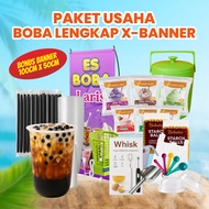 BOBA PAKET USAHA LENGKAP KEKINIAN | BOBA + PERALATAN JUALAN X-BANNER | BUBUK MINUMAN BOBA 1 SET