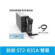 *附發票公司貨* 銳銨STARDOM ST2-B31A(銀) 3.5/2.5吋硬碟USB3.2 Gen2(Type-C)