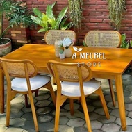 DINNING SET MINIMALIST TOP TABLE ROPAN DINING TABLE MODERN AESTHETIC DESIGN (UK. 160x80cm 3cm THICKN