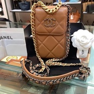 Chanel 19 clutch with chain phone woc