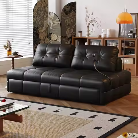 for Medieval Puff Big Fat Pier Folding Dual Purpose Sofa Bed Small Apartment Living Room Retro Leath