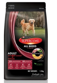 PURINA SUPERCOAT ALL BREED ADULT WITH BEEF FLAVOUR DOG FOOD 1.5KG