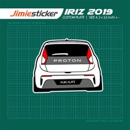 Sticker kereta Proton Iriz 2019, Sticker Belakang, Custom Warna dan Nombor Plate.
