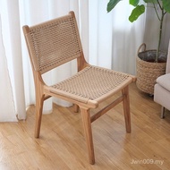 B & B Design Cafe Solid Wood Dining Chair Restaurant Nordic Rope Retro Simple Chair ins Rattan Chair