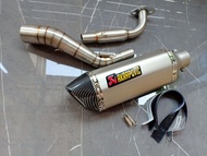 ชุดท่อ AEROX155 ปี 2016-2020 ท่อแต่ง Aerox155+AK 14 นิ้วสีเงินปากเคฟล่า