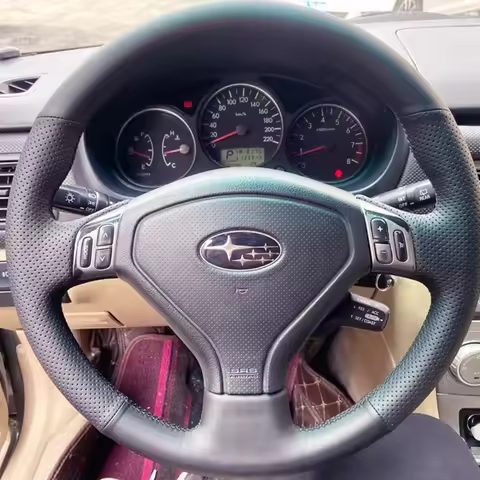 DIY Black Artificial Leather Steering Wheel Covers Wrap for Subaru Forester 2005-2007 Outback 2005 2