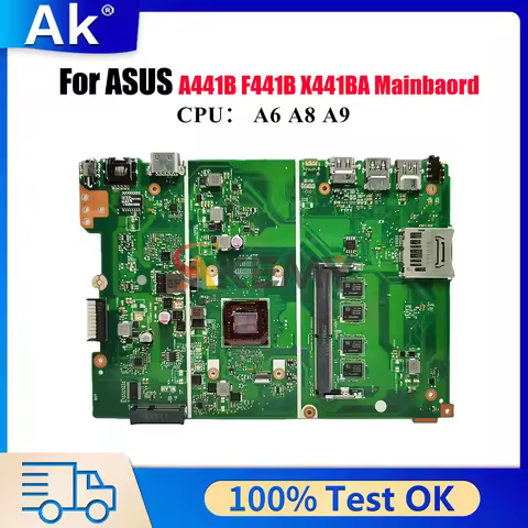 X441BA Laptop Motherboard For ASUS VivoBook A441B F441B X441BA X441B Notebook Mainboard With A6 A8 A