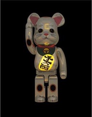  Bearbrick 1000% 雙盒未開招財貓 千萬兩 電鍍銀發光招財貓