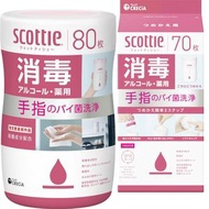 CRECiA - Scottie 藥用消毒酒精抽取式桶裝濕紙巾80枚 + 補充裝70枚*【套裝】-71492/71515 (平行進口)