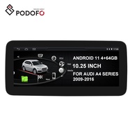 Podofo 4+64G 10.25'' Android 11 Car Radio Carplay Android Auto GPS Wifi BT FM Car Audio For Audi A4 
