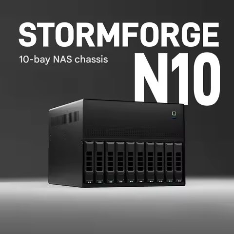 N10 NAS Chassis, 10+2 Bays, MATX Motherboard, Feiniu 1U Power Supply, 8 Drives