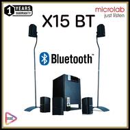 Microlab X15BT  ชุดลำโพง ระบบเสียง 5.1 Bluetooth 5.0 พร้อมช่องเสียบไมค์ คาราโอเกะ แถมขาตั้ง 2 ตัวในช