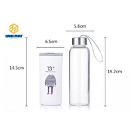 [Super Cheap]- DP Glass Water Bottle, DP Glass Water Bottle, with colorful carrying strap, capacity 