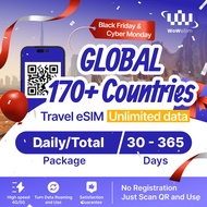 Global 75 Countries eSIM | 1 - 30 Days Unlimited Data | Can top up & reuse
