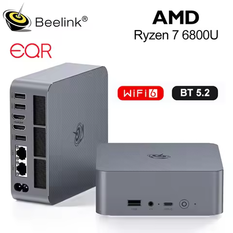 Beelink EQR6 6600U 6800H EQR7 7735HS Mini PC AMD Ryzen 5 LPDDR5 Memory 24GB SSD 500GB 1TB Wifi6 4K B