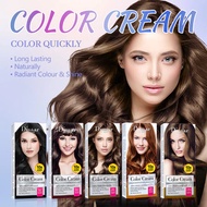 ♞,♘Hair Color Cream Hair Dye Brown Coffee Burgundy Red Gold Silver Color Dye Cream