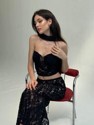 PRIMExBEACHBITCHA Jessi Gale crop top with lace (เฉพาะเสื้อพร้อมผ้าพันคอ)