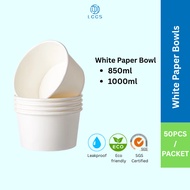 [50pcs] Paper Bowl, Kertas Mangkuk 850ml/1000ml