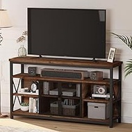 BON AUGURE Wood TV Stand for for TVs up to 65 Inch, Industrial Entertainment Center with Storage Cabinet, Farmhouse Tall TV Console for Living Room and Bedroom (32 Inch High, Rustic Oak)