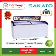 SAKATO SCG-605 Curved Glass Door Freezer Showcase 550L (Commercial Chiller / Fresh Market/ Mini Mark