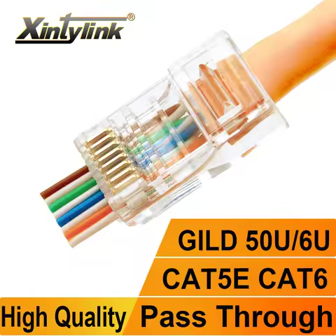 xintylink rj45 connector cat6 cat5e 50U/6U ethernet cable plug utp 8P8C rj 45 cat 6 network lan jack