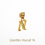 Liontin Huruf N Kadar 875 Kado Istimewa Pendant Mata Kalung 20K 20 karat Bandul Unik Cantik Glowing Hadiah Kado Sahabat Jewelry Collection Premium Liontin emas