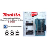 Makita E-07082 18-Piece SDS Plus Masonry Drill Bit ( 5 / 6 / 6 / 8 / 10 ) &amp; Screw Bit Accessories Set