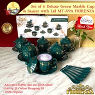 FIORENZA cup set 6 pairs + spoon + lid series duluxe green marble 220ml MT-777A / tea set coffee