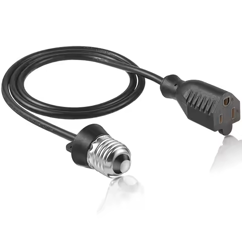 E26/E27 Lamp Plug Adaptor American Gauge 3-pin socket with extension cord 0.9/0.1m extension cord fo