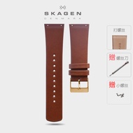 24มม. Skagen สายนาฬิกาหนังแท้แบบสกรูสีดำสีน้ำตาลใช้แทนเสียงแบริง CK