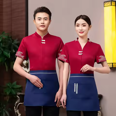 Property cleaning work uniform, short-sleeved, for women hotel room attendants, summer lightweight b
