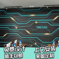 Modern Simple Technology Sense Wallpaper Company Office Front Desk Background Wallpaper Internet Caf