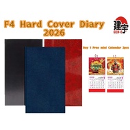 2026 F4 Hard Cover Diary/2026  F4 Hard Cover Diari/2026 F4 硬皮办工日记本(BUY 1 FREE 2 MINI CALENDAR)