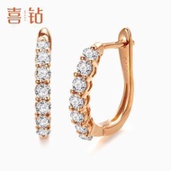 Free Shipping Earrings 喜钻正品18K玫瑰金耳扣钻石耳钉真钻优雅大方显钻耳环AU750耳饰女 Subang Anting-anting