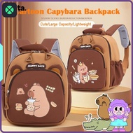 1F Capybara Backpack, Nylon Cartoon Capybara School Bag, Multi-layer Large Capacity Lightweight Kind