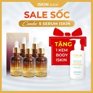Combo 5 Hộp Serum Collagen Dưỡng Trắng Da Mờ Thâm Cấp Ẩm Chuyên Sâu Trẻ Hóa Da Và Chống Nắng ISKIN C