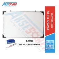 Papan Tulis White Board [30 X 50 cm] / Papan Tulis Tempel Dinding / Papan Tulis White Board Belajar 