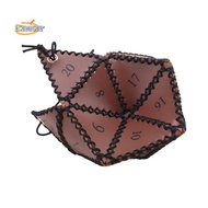 【caesarA8】PU Leather D20 Dice Bag Polyhedral Dice Pouch Portable Drawstring Bag for , Game, DND Dice
