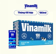 Thùng 48 Hộp Sữa tươi tiệt trùng Vinamilk 100% Ít Đường 180ml-SHOP THU QUÂN