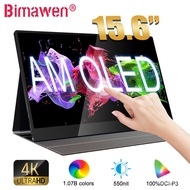 Bimawen 15.6 inch OLED 4K Touch Portable Monitor 1MS Gaming Monitor Touchscreen with Built-in Stand Speaker 60HZ 550nits
