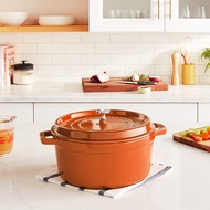 STAUB Cast Iron 5.5 Quart Round Cocotte Cooking Pot. Burnt Orange. MADE IN FRANCE.