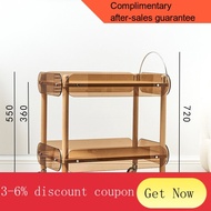 YQ24 Northern EuropeinsTwilight Acrylic Solid Wood Trolley Kitchen Dining Cart Sofa Side Table Small Coffee Table Mobile