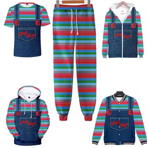 2024 New Fashion Men Hoodies 3D Full-Print horror movie Chucky Hoodie Sweatshirt Apparel Cosplay cos