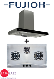 FUJIOH FR-MT1990R 90CM CHIMNEY HOOD + FUJIOH FH-GS6530 SVSS 3 BURNER STAINLESS STEEL GAS HOB