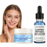 GHK - Cu Copper Peptide Face Cream 100g+ Serum 30ml Set with Hyaluronic Acid - Firming, Smoothing, M