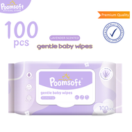 Poomsoft ลาเวนเดอร์ ทิชชู่เปียก 100แผ่น/ซอง Baby wipes Lavender wipes