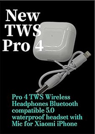 Pro4 TWS Bluetooth Earphone 9D Stereo Wireless Headphone in-Ear HiFi Earbud HandsFree Headset with M